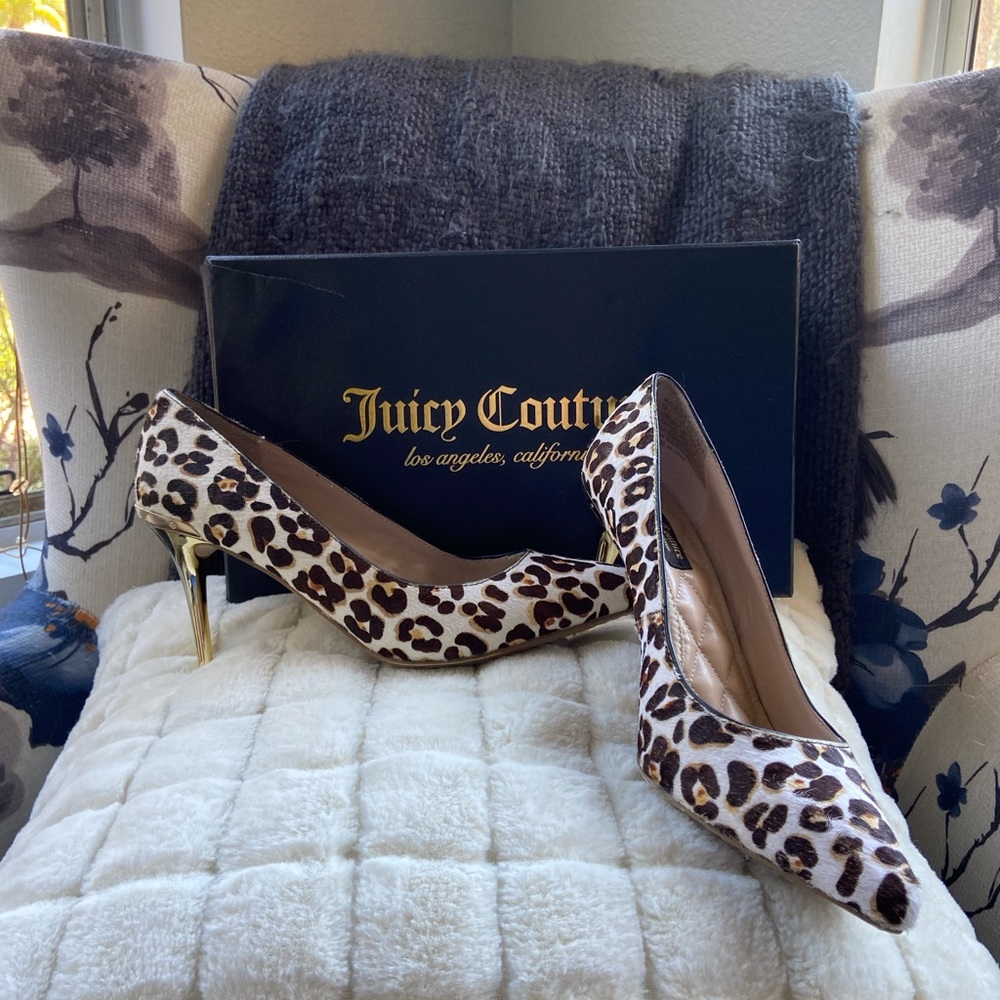 Juicy couture leopard high heels excellent condition